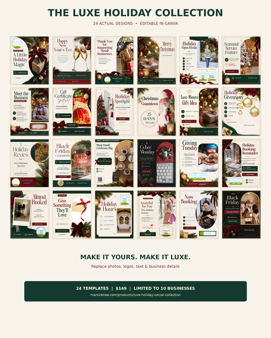 The Luxe Holiday Social Collection | 24 Editable Canva Templates