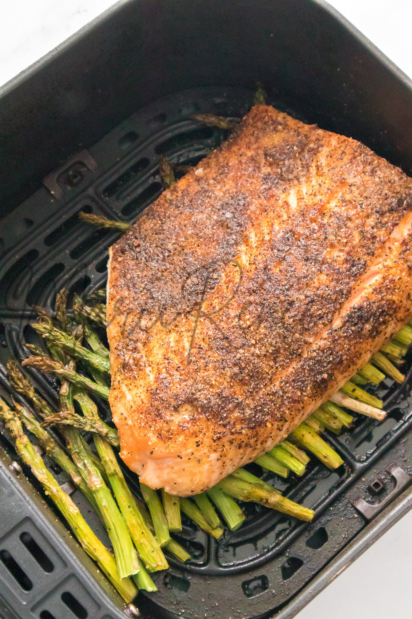 Air Fryer Salmon and Asparagus (PLR)
