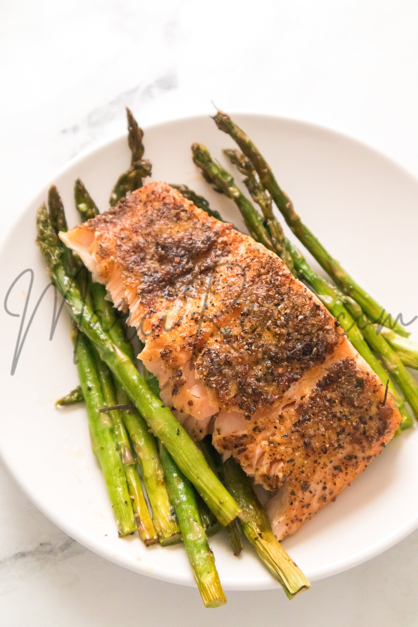 Air Fryer Salmon and Asparagus (PLR)