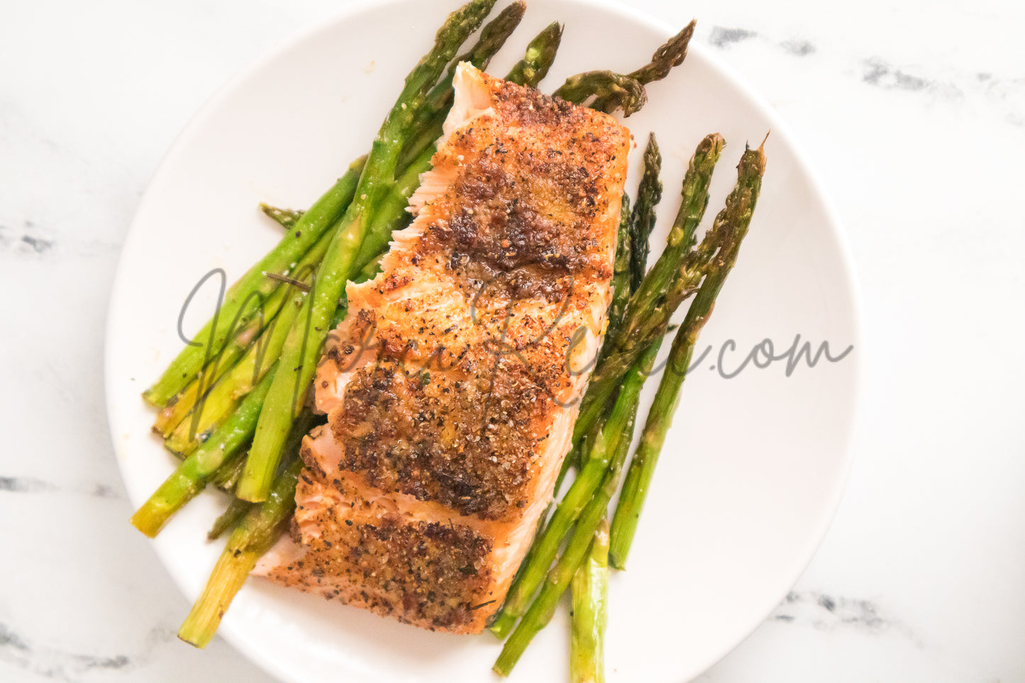 Air Fryer Salmon and Asparagus (PLR)