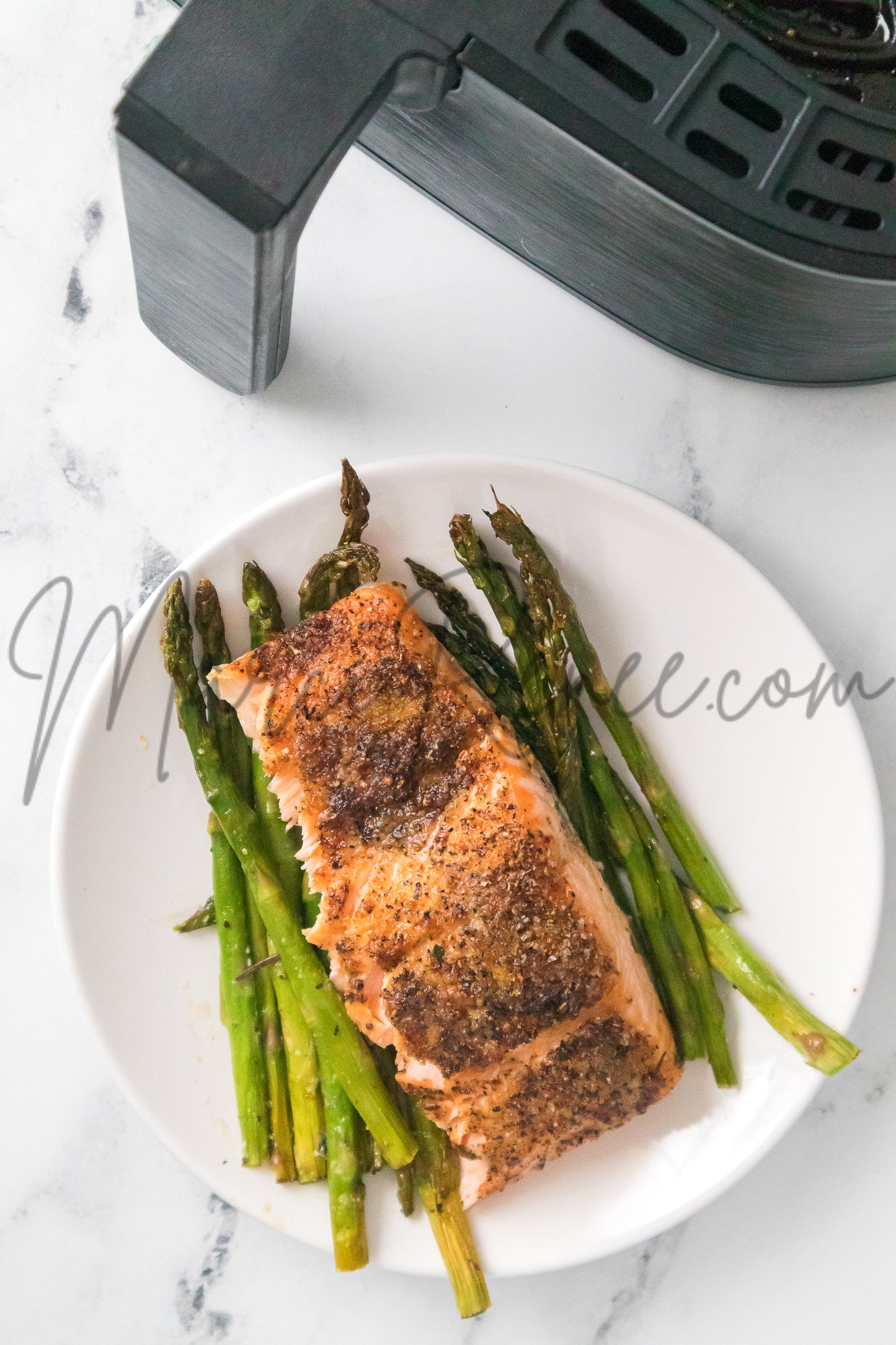 Air Fryer Salmon and Asparagus (PLR)