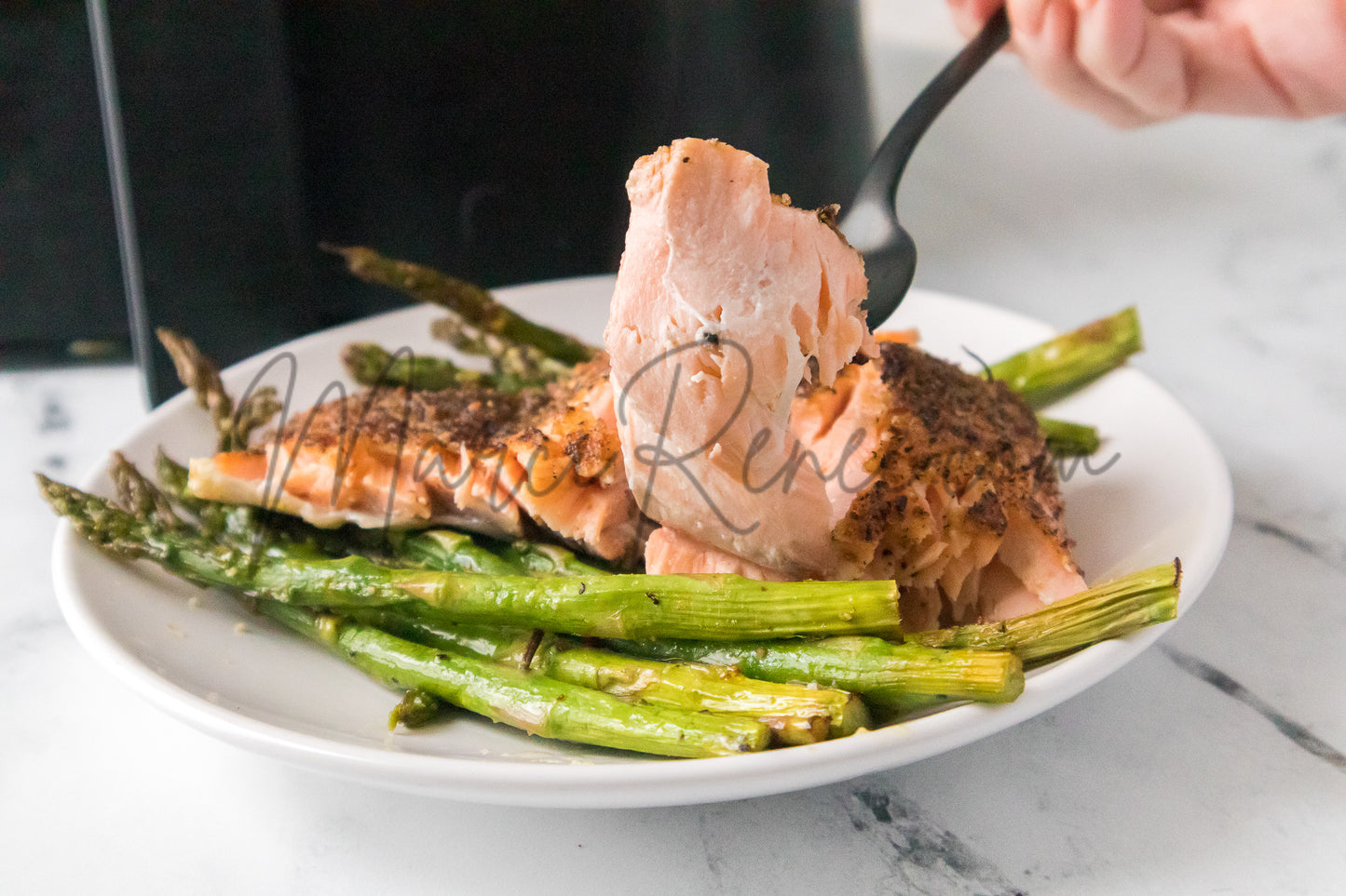Air Fryer Salmon and Asparagus (PLR)
