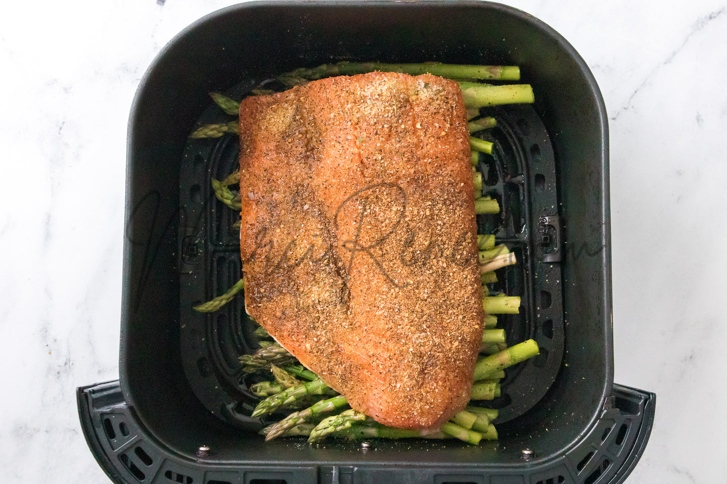 Air Fryer Salmon and Asparagus (PLR)