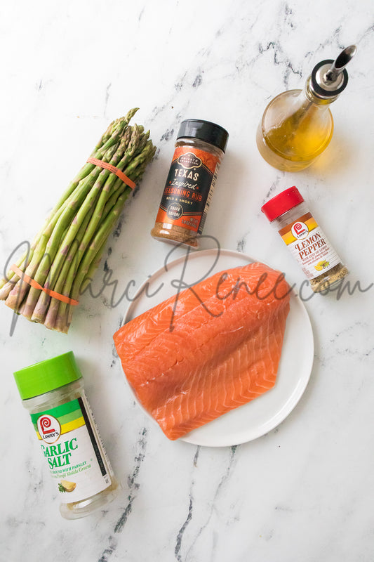 Air Fryer Salmon and Asparagus (PLR)
