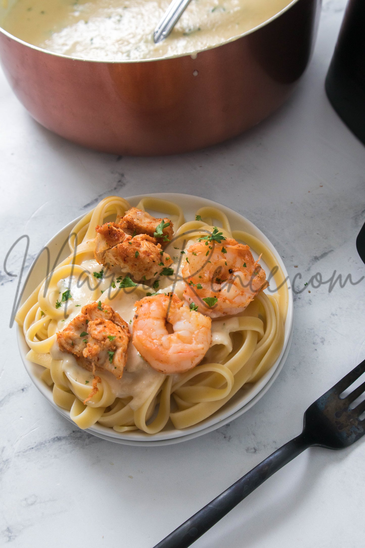 Air Fryer Chicken & Shrimp Alfredo (PLR)