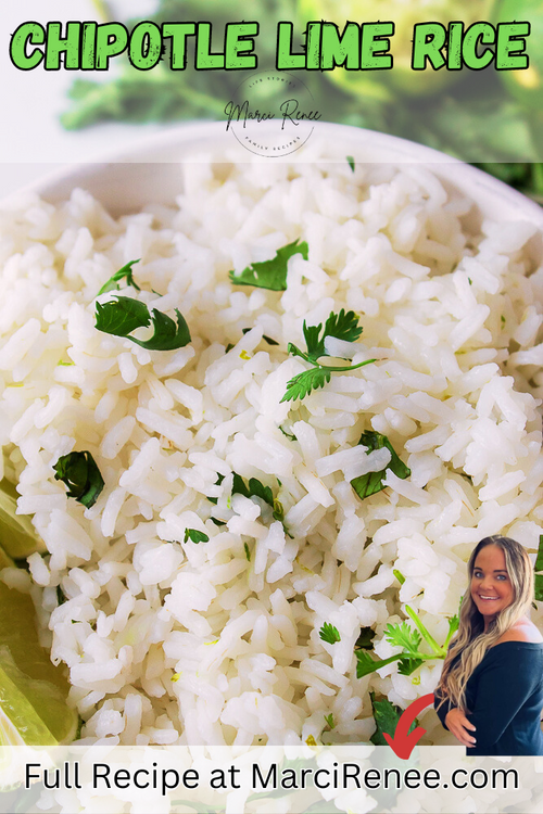 Social Media Graphic for cilantro lime rice recipe