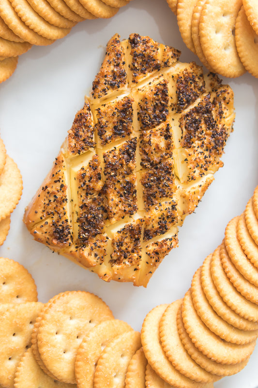 smoked cream cheese close up shot with crackers