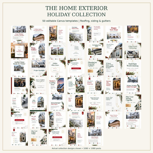 The Home Exterior Holiday Collection | 50 Canva Templates