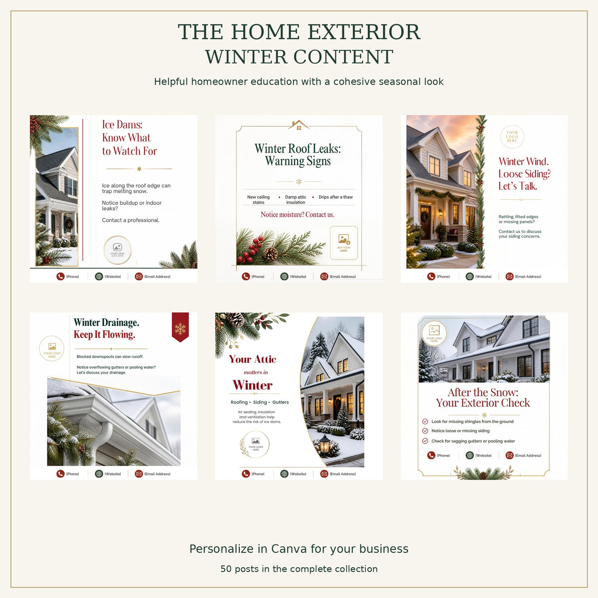 The Home Exterior Holiday Collection | 50 Canva Templates