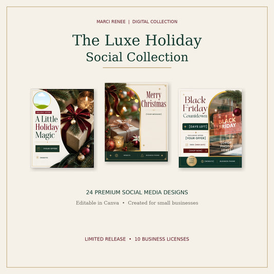 The Luxe Holiday Social Collection | 24 Editable Canva Templates