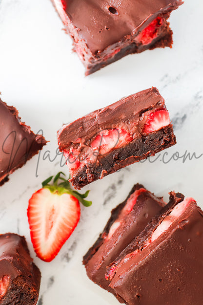 Strawberry Brownies with Chocolate Ganache (Semi With Video)