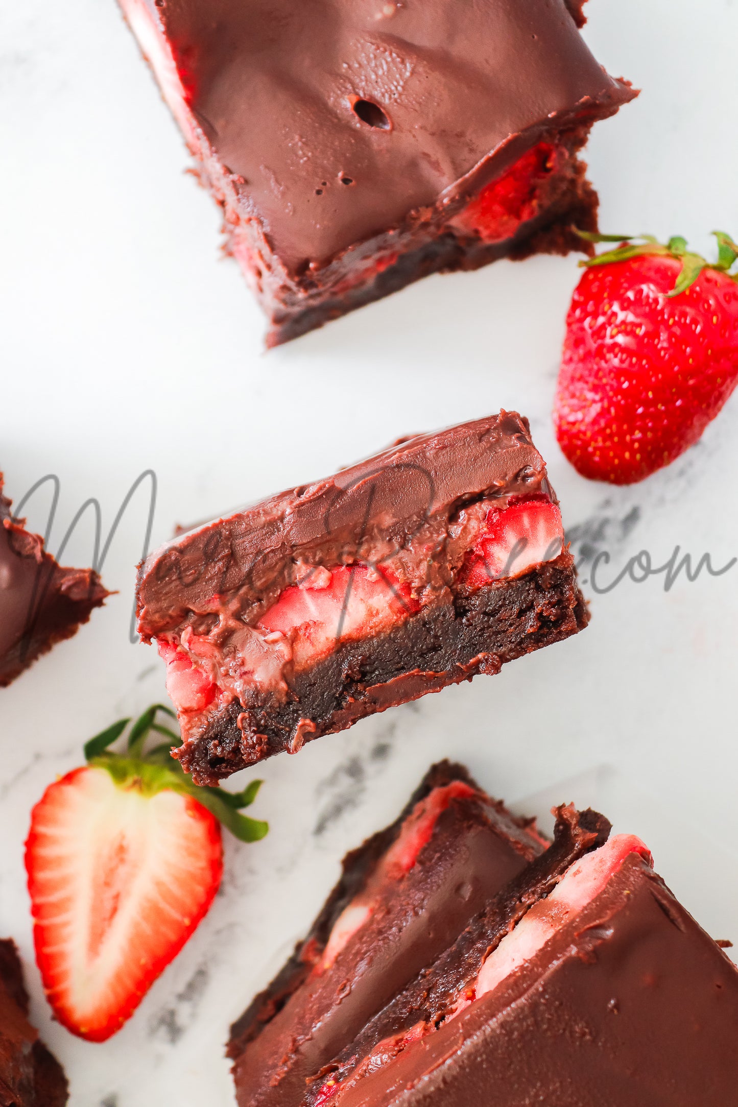 Strawberry Brownies with Chocolate Ganache (Semi With Video)