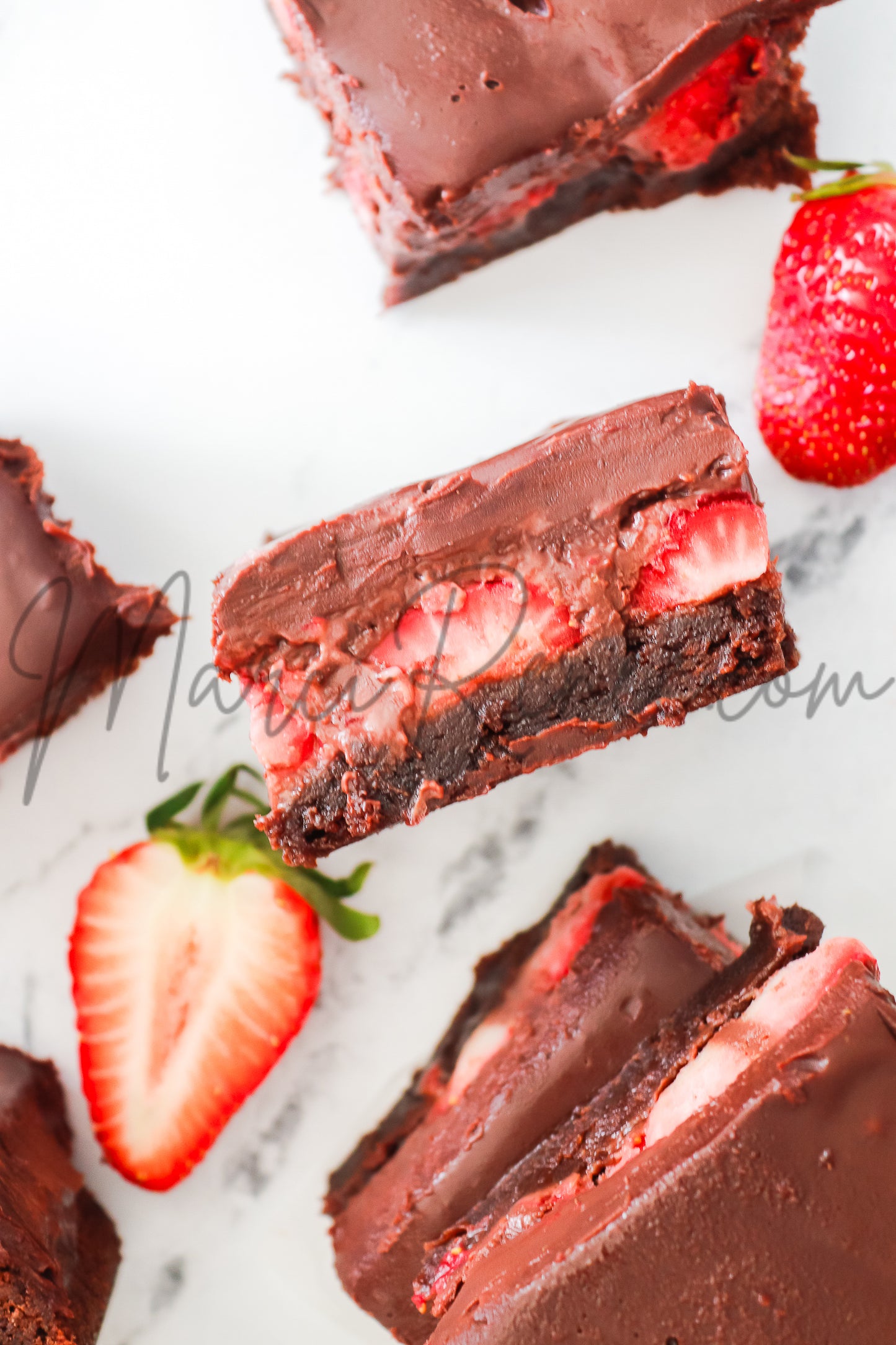 Strawberry Brownies with Chocolate Ganache (Semi With Video)