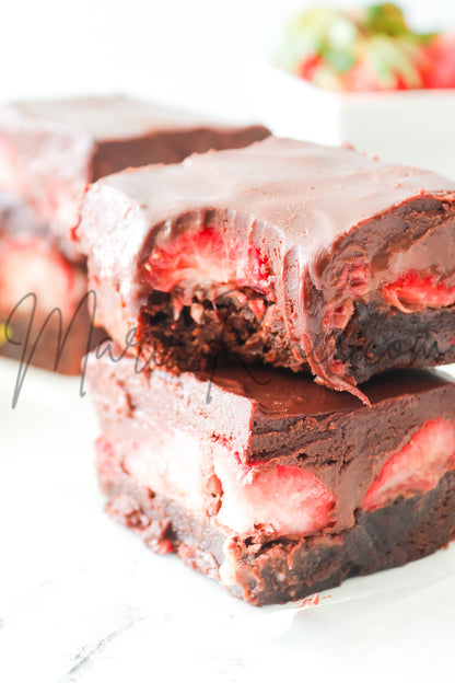 Strawberry Brownies with Chocolate Ganache (Semi With Video)