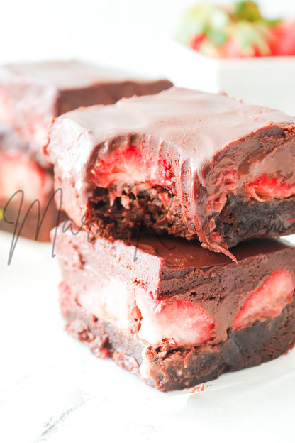 Strawberry Brownies with Chocolate Ganache (Semi With Video)