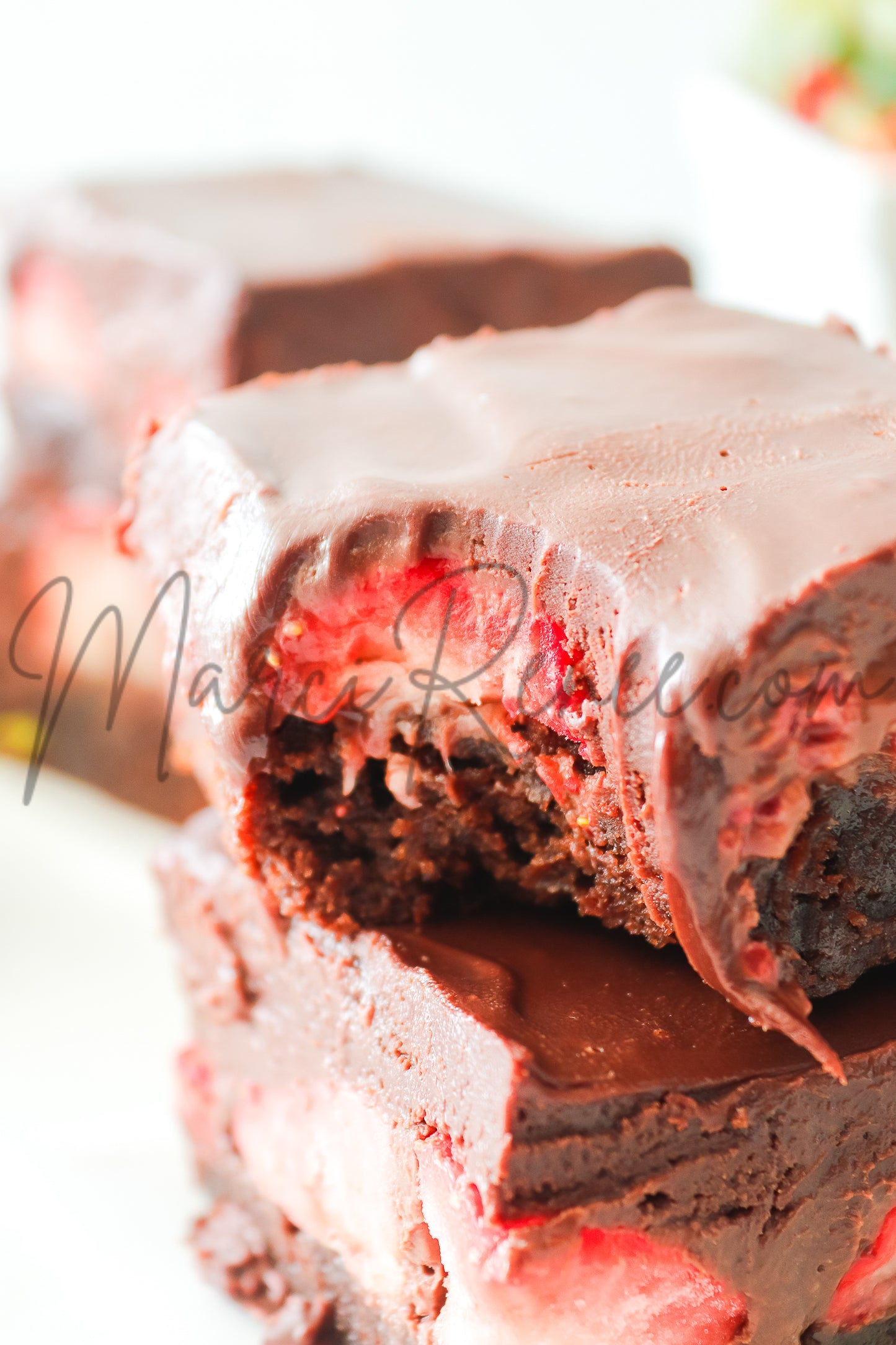 Strawberry Brownies with Chocolate Ganache (Semi With Video)