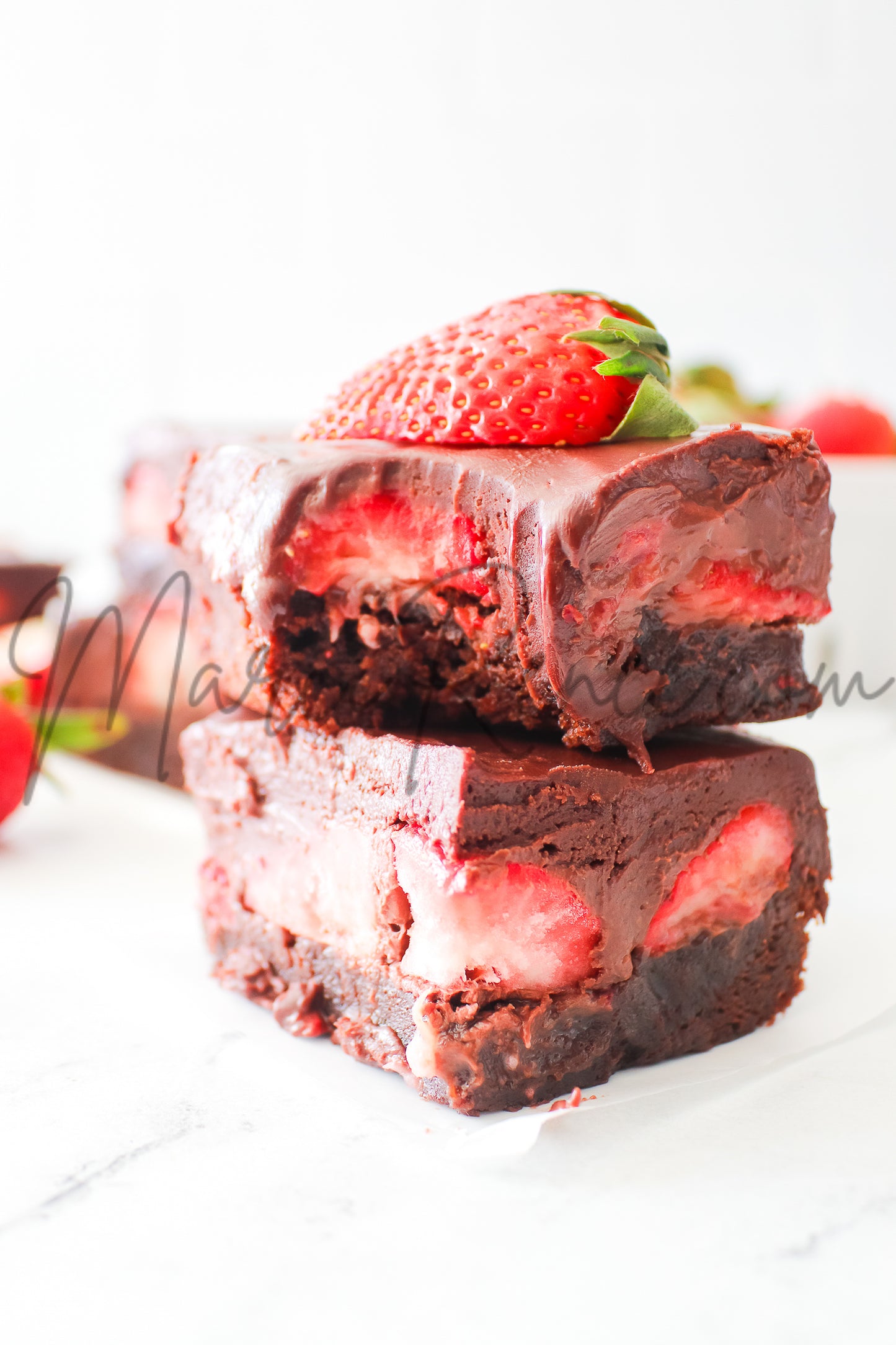 Strawberry Brownies with Chocolate Ganache (Semi With Video)