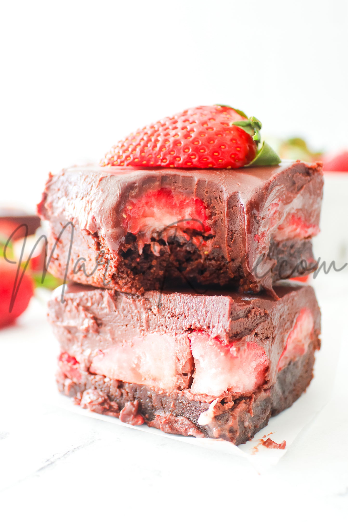 Strawberry Brownies with Chocolate Ganache (Semi With Video)