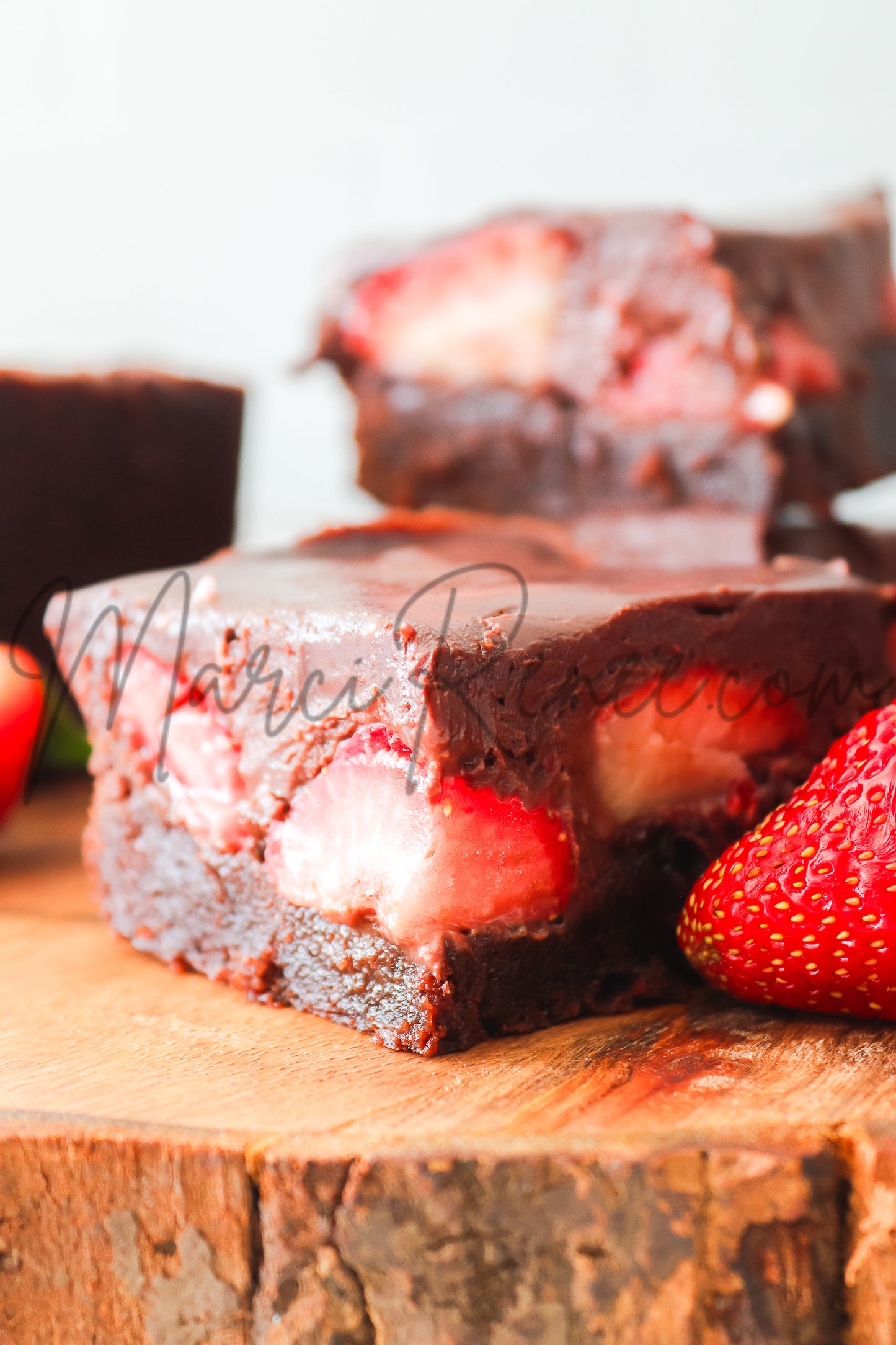 Strawberry Brownies with Chocolate Ganache (Semi With Video)