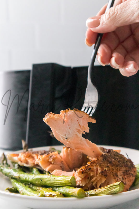 Air Fryer Salmon and Asparagus (PLR)